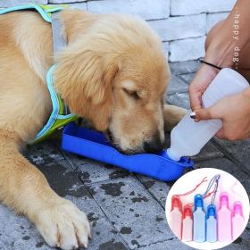 250/500ml Dog Water Bottle Feeder With Bowl Plastic Portable Water Bottle Pets Outdoor Travel Pet Drinking Water Feeder (Metal color: Red, size: 500ml)